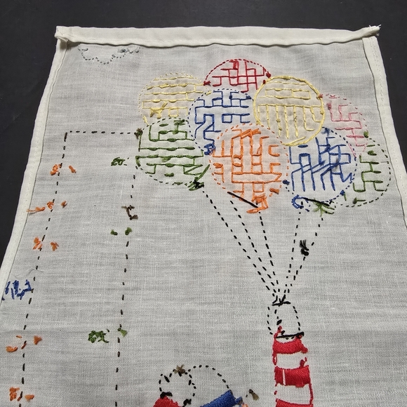 Hand Embroidered Colorful Clown Kids Growth Chart Wall Hanging 4ft Nursery - Picture 9 of 9